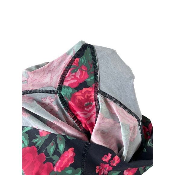 Albion Fit Antigua Pink Floral Cropped Leggings Medium Gray Compression Athletic - Picture 8 of 8